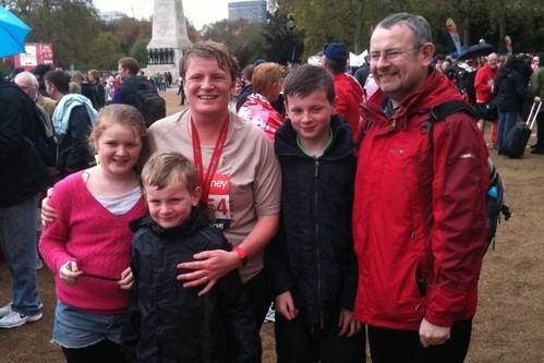 Mary Daly at the end of the London Marathon 2012